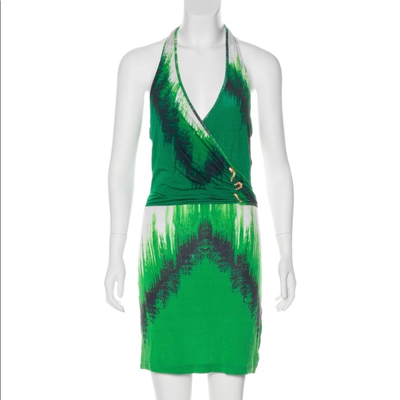 Roberto Cavalli Dresses & Skirts - Roberto Cavalli Abstract Printed Halter Dress Sz L